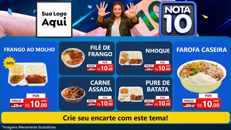 Modelo de TV para TV Horizontal com o tema Nota 10 para Restaurante
