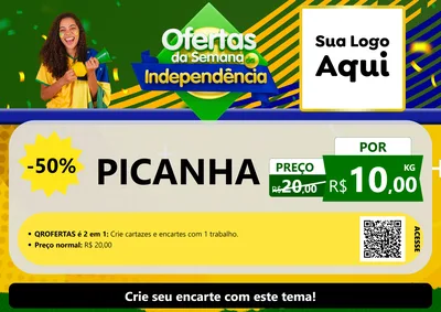 Modelo de Cartaz para Cartaz A4 Horizontal com o tema Ofertas da Semana da Independência para Açougue