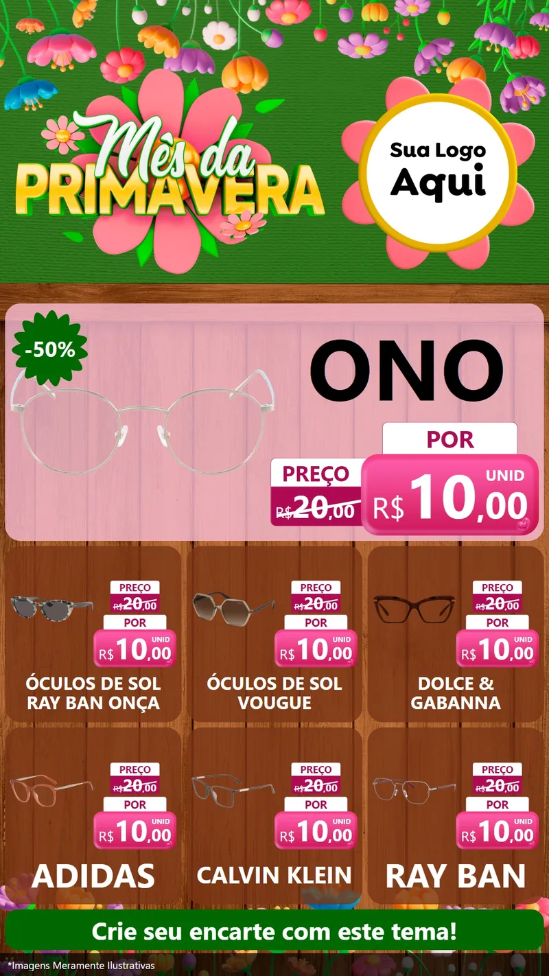 Modelo de Rede Social para Stories com o tema Mês da Primavera para Óticas