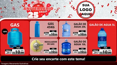 Modelo de TV para TV Horizontal com o tema Promoção de Aniversário - 25Anos para Água e gás