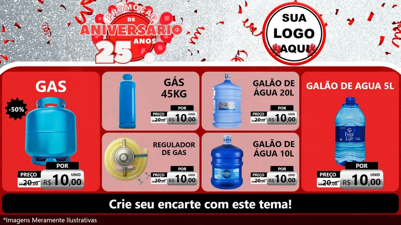 Modelo de TV para TV Horizontal com o tema Promoção de Aniversário - 25Anos para Água e gás