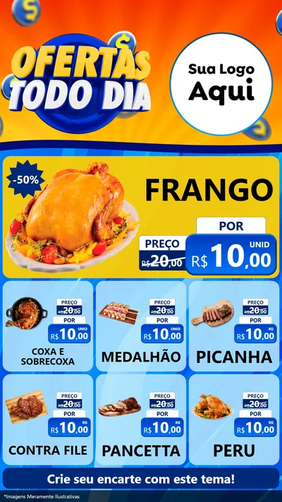 Modelo de Rede Social para Stories com o tema Ofertas Todo Dia para Assados