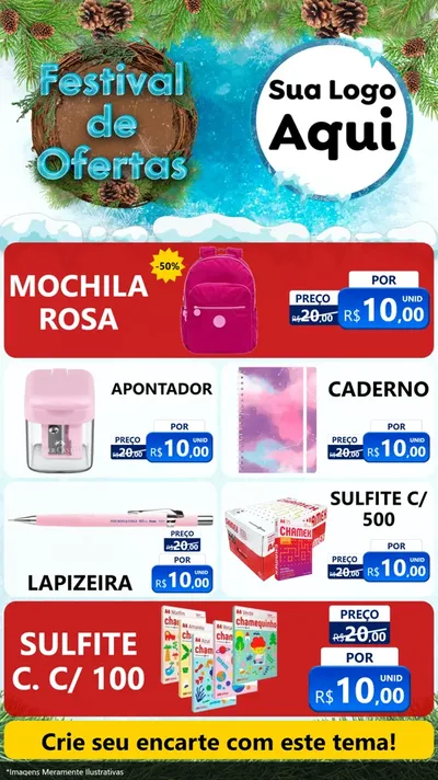 Modelo de TV para TV Vertical com o tema Festival de Ofertas - Inverno para Papelaria