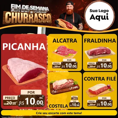 Modelo de Rede Social para Feed Facebook com o tema Fim de Semana do Churrasco para Açougue