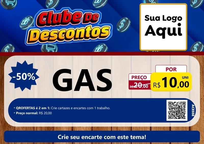 Modelo de Cartaz para Cartaz A4 Horizontal com o tema Clube de Descontos para Água e gás