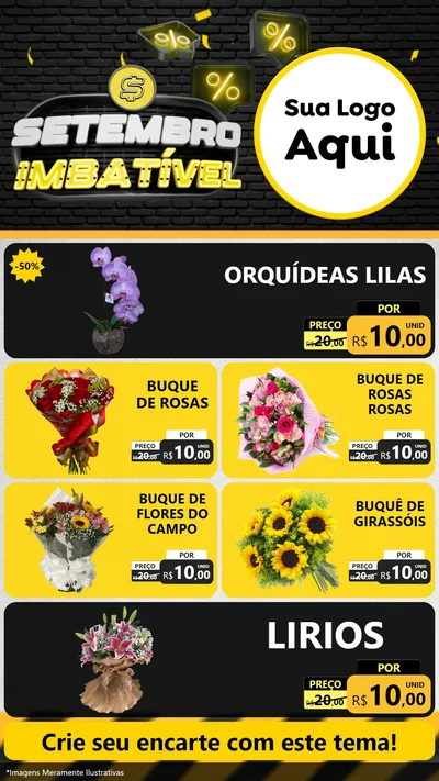 Modelo de TV para TV Vertical com o tema Setembro Imbatível para Floricultura e jardim