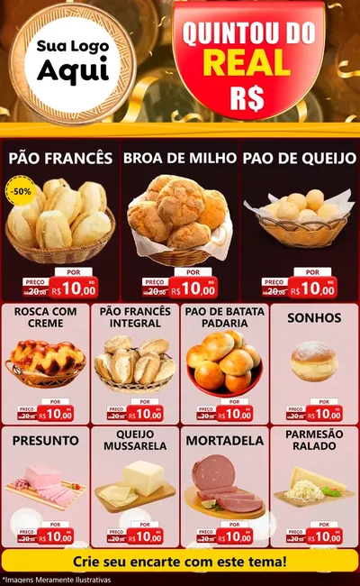 Modelo de Encarte para Encarte Grande com o tema Quintou do Real para Padaria