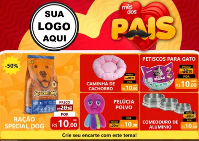 Modelo de Encarte para Encarte A4 Horizontal com o tema Mês Dos Pais para Pet Shop