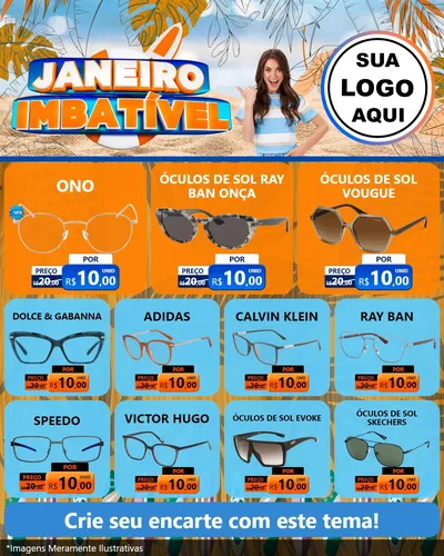 Modelo de Rede Social para Feed Instagram com o tema Janeiro Imbatível para Óticas