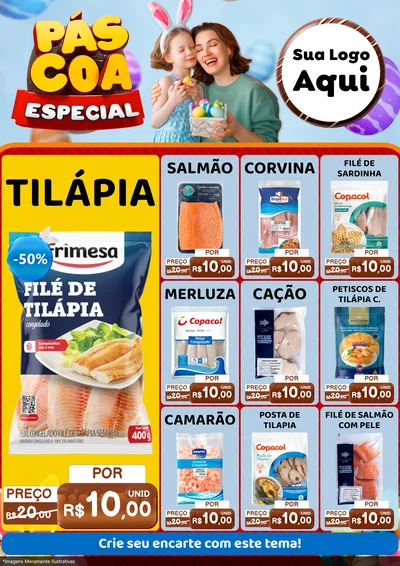 Modelo de Encarte para Encarte A4 Vertical com o tema Páscoa Especial para Peixaria