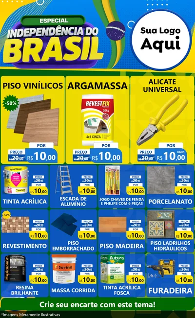 Modelo de Encarte para Encarte Grande com o tema Especial Independência do Brasil para Material para Construção