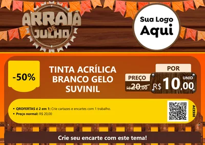 Modelo de Cartaz para Cartaz A4 Horizontal com o tema Arraiá de Julho - Junina para Tintas e Ferramentas