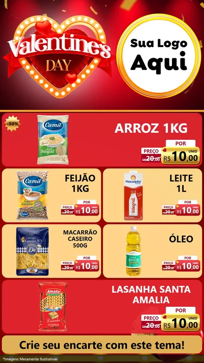 Modelo de TV para TV Vertical com o tema Valentine's Day para Supermercado