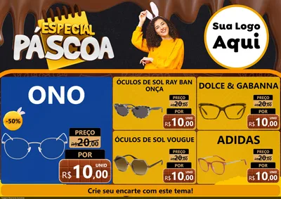 Modelo de Encarte para Encarte A4 Horizontal com o tema Especial Páscoa para Óticas