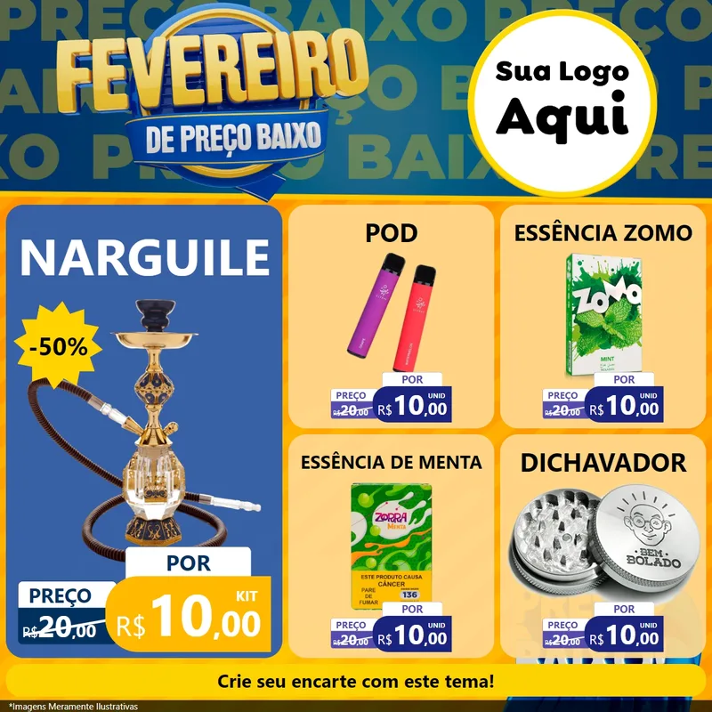 Modelo de Rede Social para Feed Facebook com o tema Fevereiro de Preço Baixo para Tabacaria