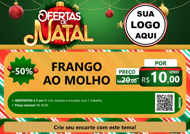 Modelo de Cartaz para Cartaz A4 Horizontal com o tema Ofertas de Natal para Restaurante