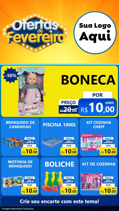 Modelo de Rede Social para Stories com o tema Ofertas de Fevereiro para Brinquedos