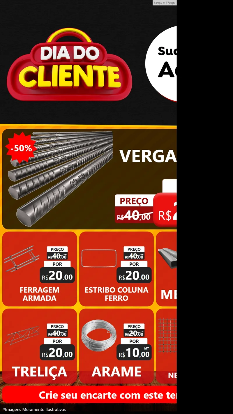 Modelo de Rede Social para Stories com o tema Dia do Cliente para Ferragens