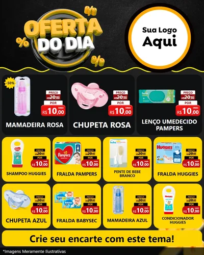 Modelo de Rede Social para Feed Instagram com o tema Oferta Do Dia para Bebês
