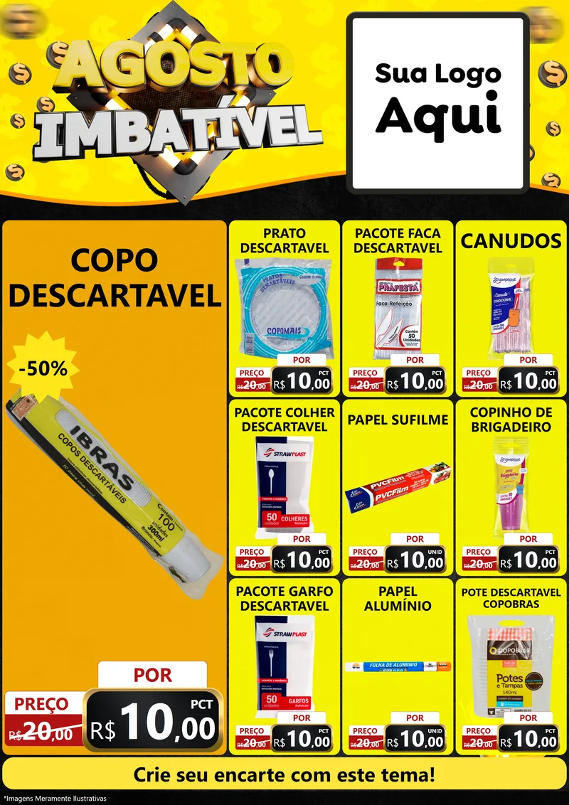 Modelo de Encarte para Encarte A4 Vertical com o tema Agosto Imbatível para Embalagens