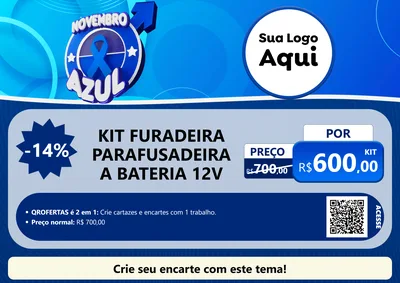 Modelo de Cartaz para Cartaz A4 Horizontal com o tema Novembro Azul para Maquinas e Ferramentas