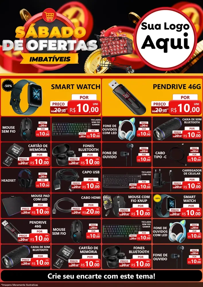 Modelo de Encarte para Encarte A4 Vertical com o tema Sábado de Ofertas Imbatíveis para Informática