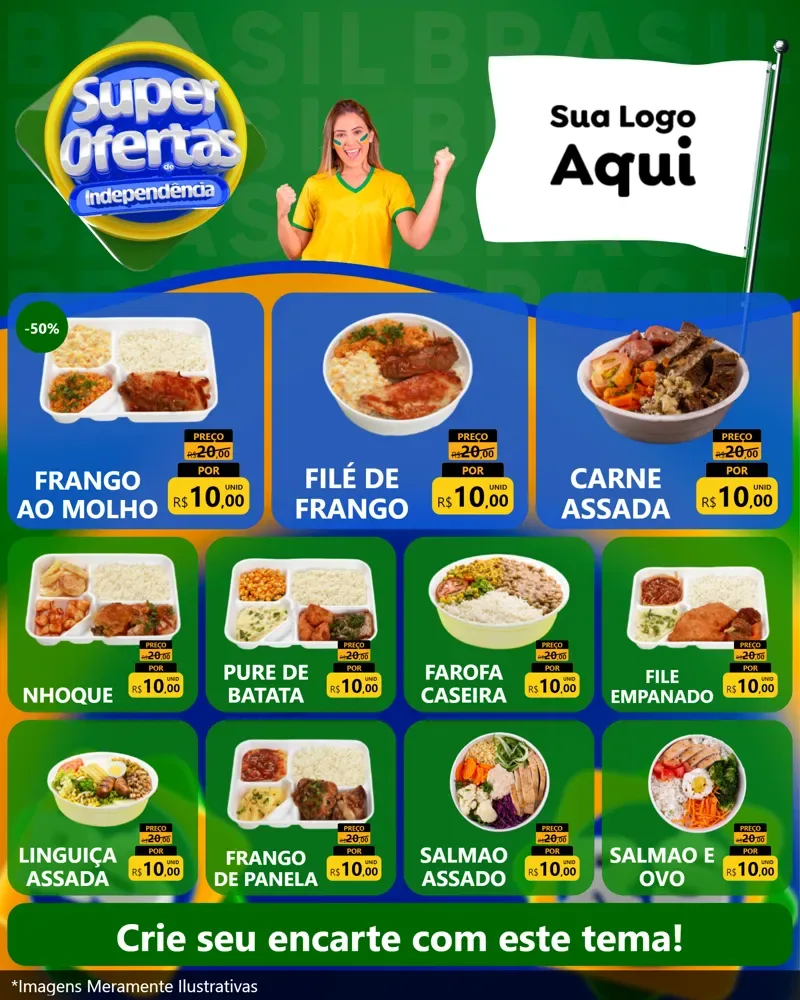 Modelo de Rede Social para Feed Instagram com o tema Super Ofertas de Independência para Restaurante