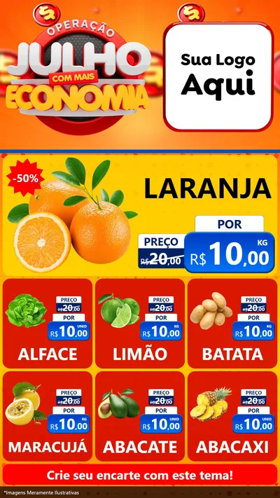 Modelo de Rede Social para Stories com o tema Operação Julho Com Mais Economia para Hortifrúti
