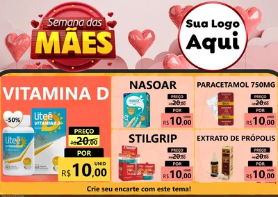 Modelo de Encarte para Encarte A4 Horizontal com o tema Semana das Mães para Farmácia
