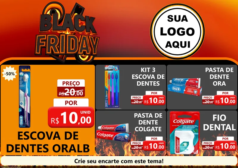 Modelo de Encarte para Encarte A4 Horizontal com o tema Black Friday para Higiene Pessoal