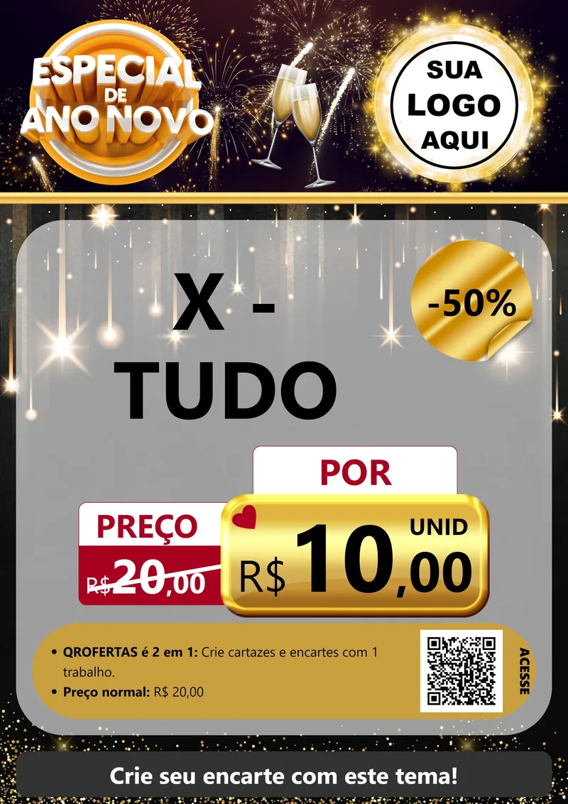 Modelo de Cartaz para Cartaz A4 Vertical com o tema Especial de Ano Novo para Hamburgueria