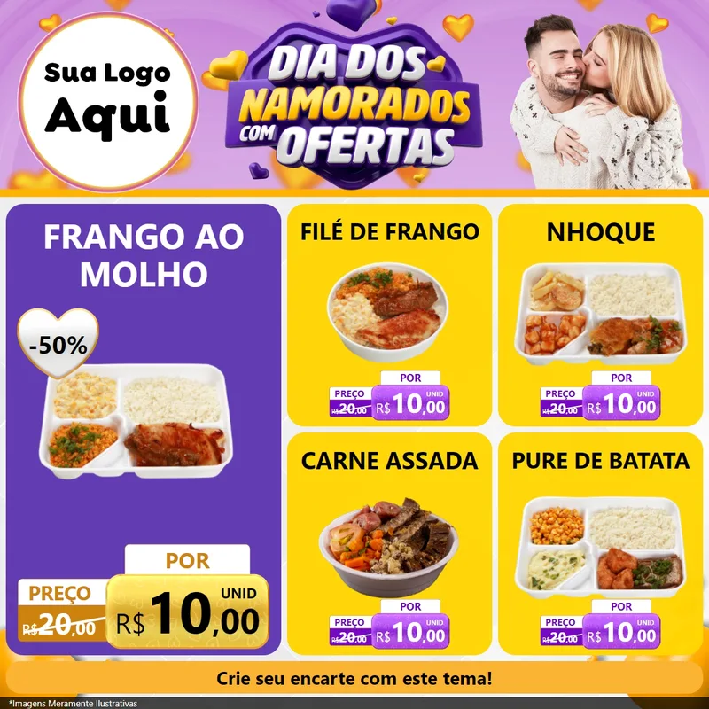 Modelo de Rede Social para Feed Facebook com o tema Dia Dos Namorados Com Ofertas para Restaurante