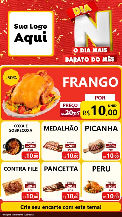 Modelo de Rede Social para Stories com o tema Dia N o Dia Mais Barato do Mês para Assados