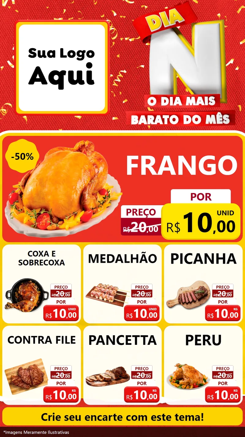 Modelo de Rede Social para Stories com o tema Dia N o Dia Mais Barato do Mês para Assados