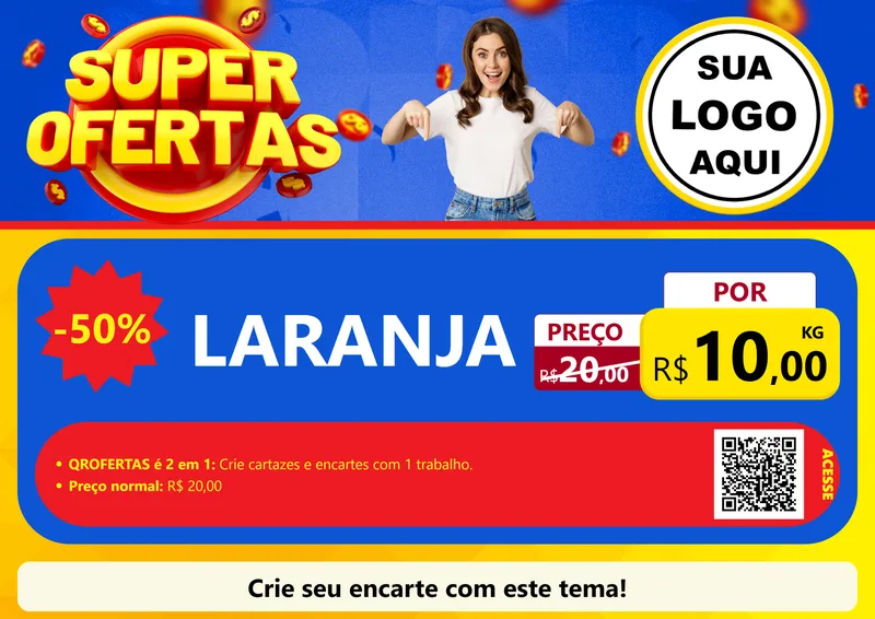 Modelo de Cartaz para Cartaz A4 Horizontal com o tema Super Ofertas para Hortifrúti