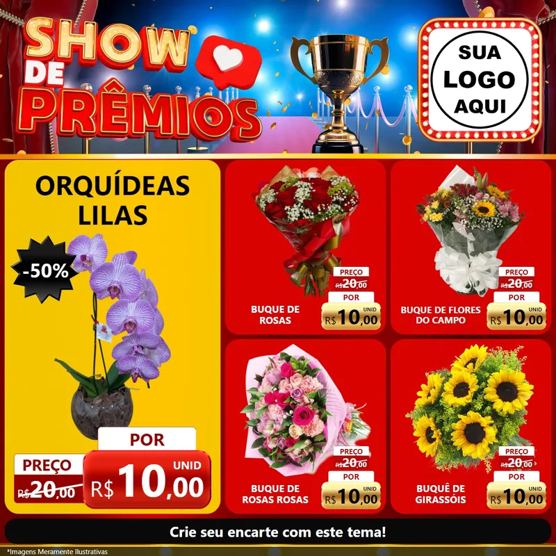 Modelo de Rede Social para Feed Facebook com o tema Show de Prêmios para Floricultura e jardim