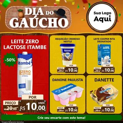 Modelo de Rede Social para Feed Facebook com o tema Dia do Gaúcho para Frios e Laticínios