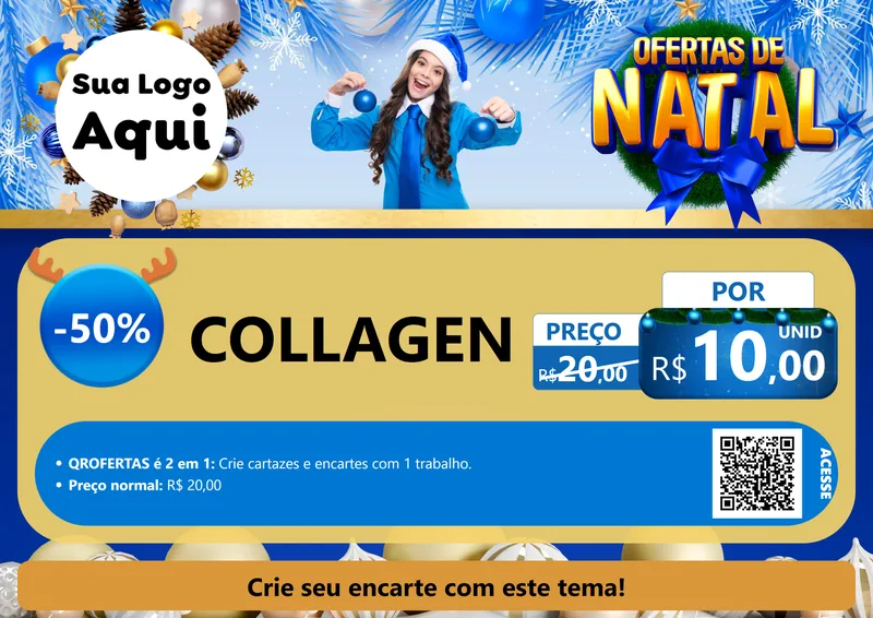 Modelo de Cartaz para Cartaz A4 Horizontal com o tema Ofertas de Natal para Suplementos alimentares