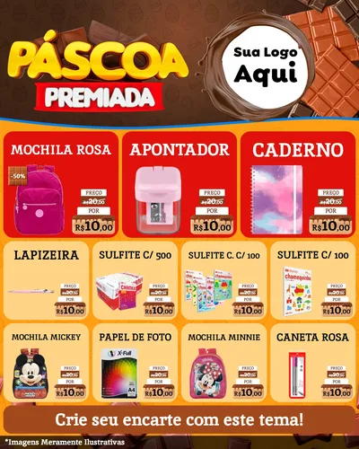 Modelo de Rede Social para Feed Instagram com o tema Páscoa Premiada para Papelaria