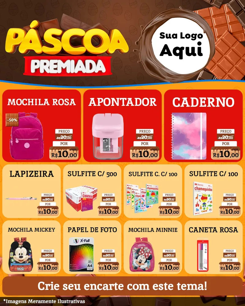 Modelo de Rede Social para Feed Instagram com o tema Páscoa Premiada para Papelaria