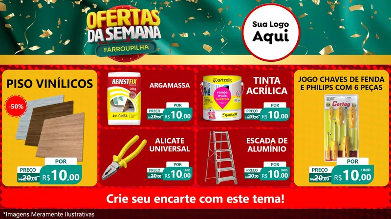 Modelo de TV para TV Horizontal com o tema Ofertas da Semana Farroupilha para Material para Construção