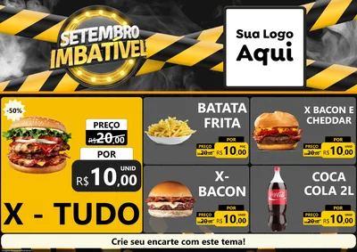 Modelo de Encarte para Encarte A4 Horizontal com o tema Setembro Imbatível para Hamburgueria