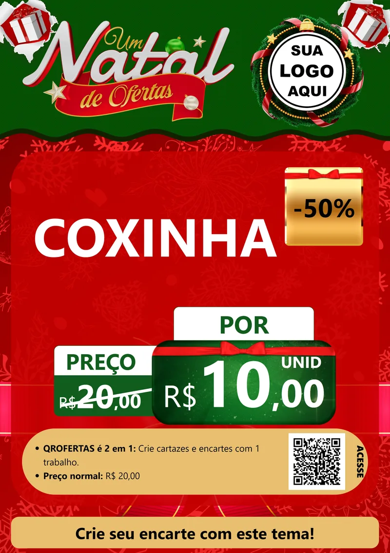 Modelo de Cartaz para Cartaz A4 Vertical com o tema Um Natal de Ofertas para Salgadaria