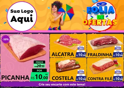 Modelo de Encarte para Encarte A4 Horizontal com o tema Folia de Ofertas para Açougue