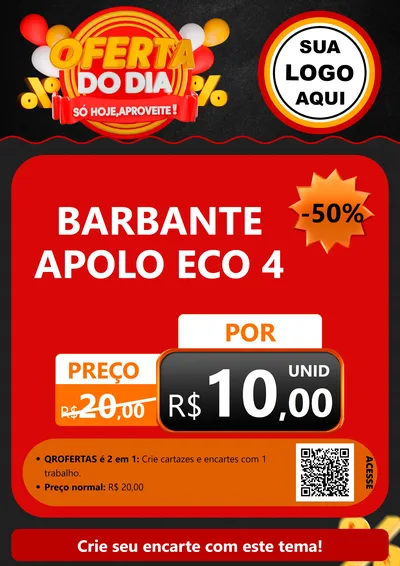 Modelo de Cartaz para Cartaz A4 Vertical com o tema Oferta do Dia - Só hoje, Aproveite! para Armarinho e Aviamentos