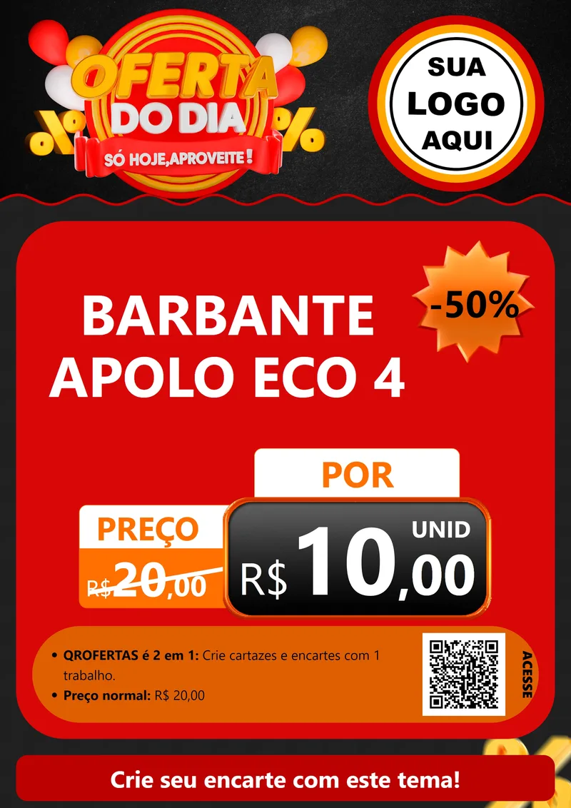 Modelo de Cartaz para Cartaz A4 Vertical com o tema Oferta do Dia - Só hoje, Aproveite! para Armarinho e Aviamentos