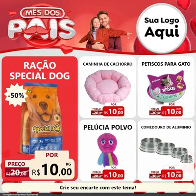 Modelo de Rede Social para Feed Facebook com o tema Mês dos Pais para Pet Shop