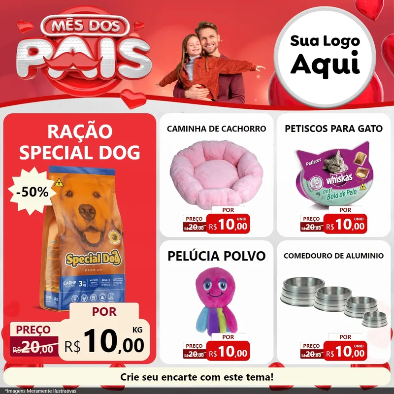 Modelo de Rede Social para Feed Facebook com o tema Mês dos Pais para Pet Shop