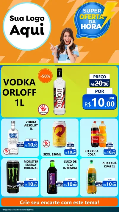 Modelo de Rede Social para Stories com o tema Super Oferta da Hora para Distribuidora de bebidas
