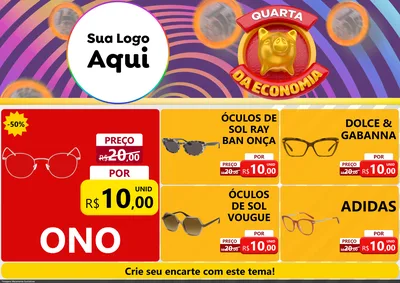 Modelo de Encarte para Encarte A4 Horizontal com o tema Quarta da Economia para Óticas